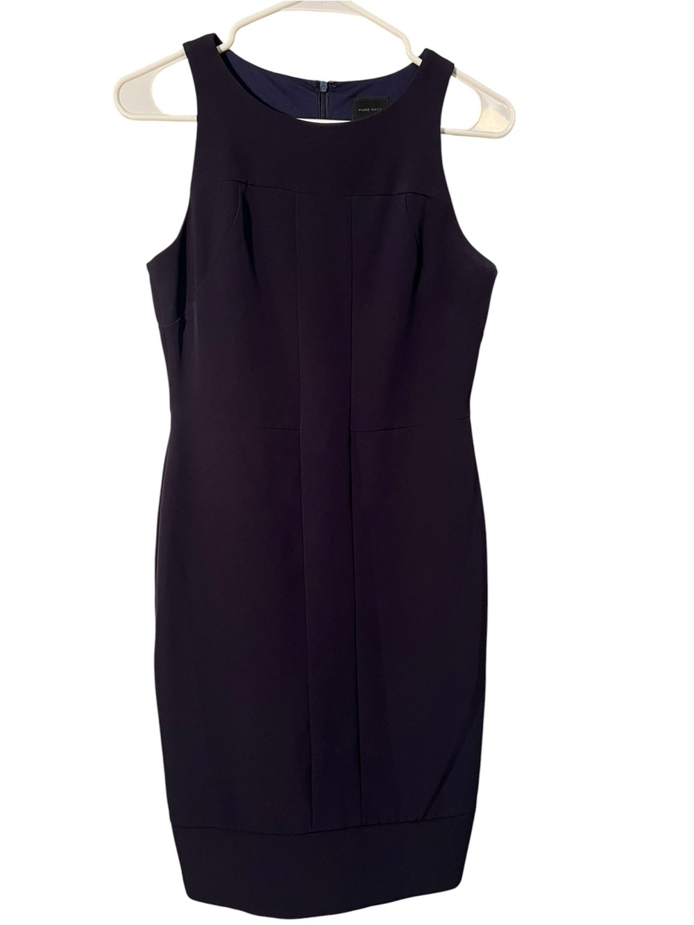Pure‎ Navy Women's Size 4 Sleeveless Sheath Dress Boatneck Navy Blue Lined